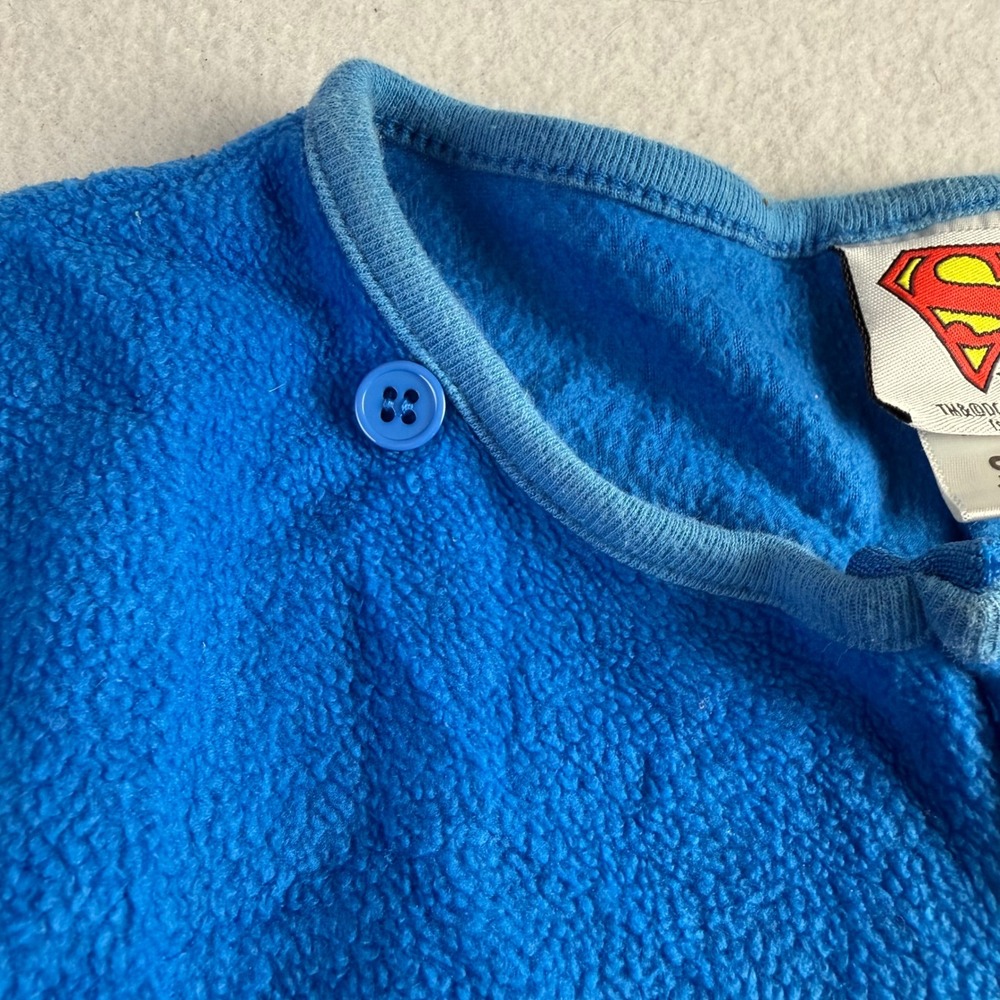 Superman Kids Fleece Union Suit One Piece Pajamas Detachable Feet Blue Red S - Picture 6 of 10